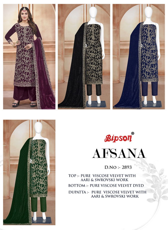 Afsana 2893 By Bipson Viscose Velvet Designer Dress Material Wholesale Shop In Surat